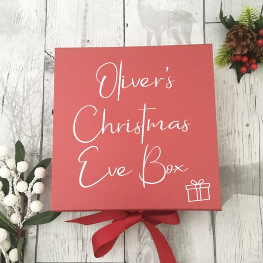 Christmas Eve box, personalised christmas eve box, christmas eve gift, kids xmas eve box, red christmas gift box, personalised storage box