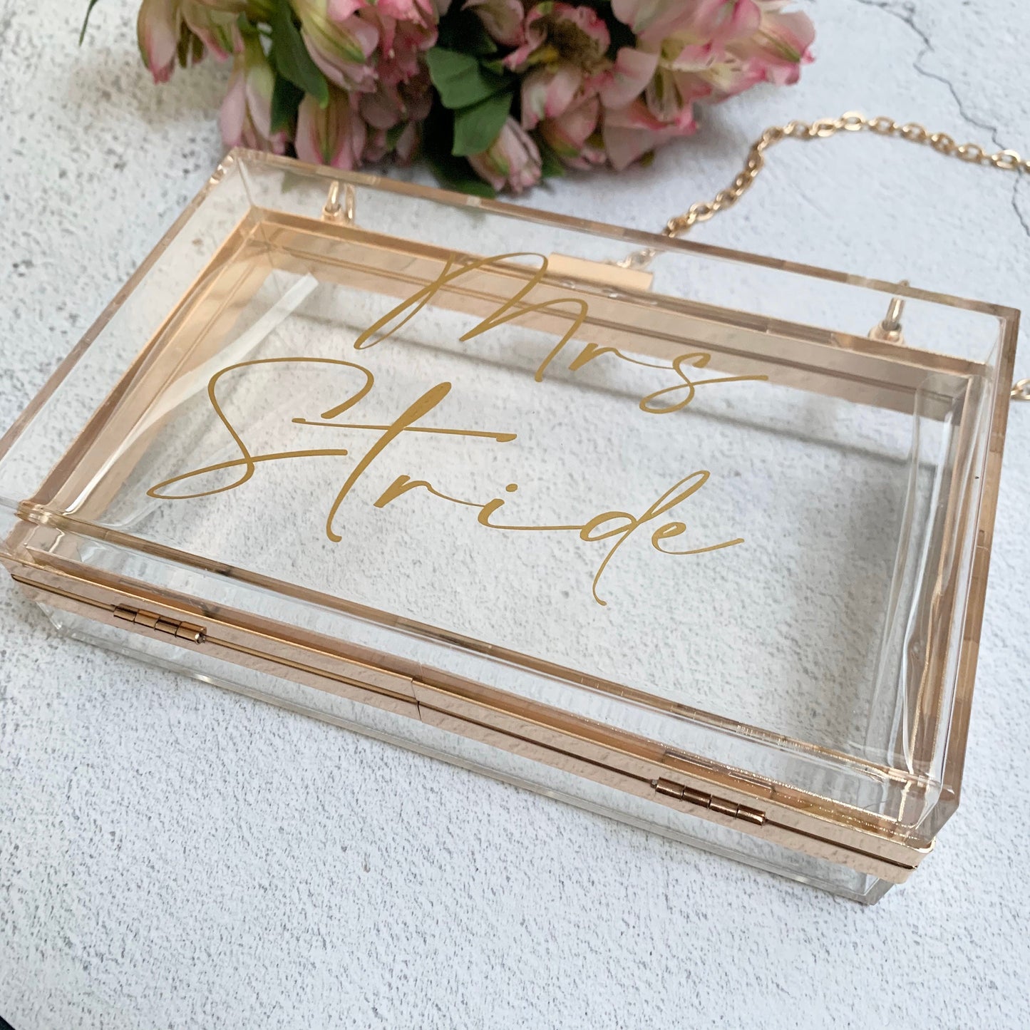 Bride handbag, bridal clutch bag, personalised clutch bag, newlywed handbag, new Mrs handbag, honeymoon accessories, gift for bride,for wife