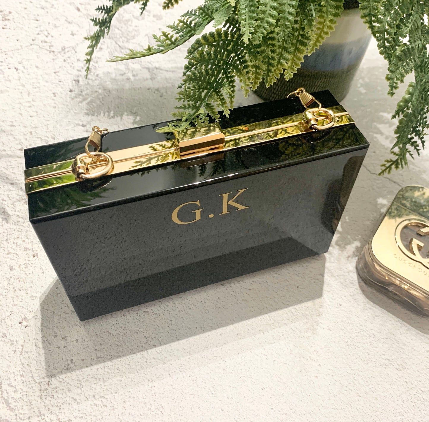 Black clutch handbag, personalised initial clutch, Christmas gift for wife, hen do handbag, bag for honeymoon, gift for her,Xmas gift