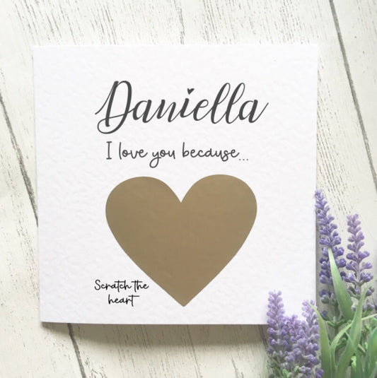 Valentines day card, romantic card, personalised valentines card, scratch off surprise card, i love you card, romantic card for couples