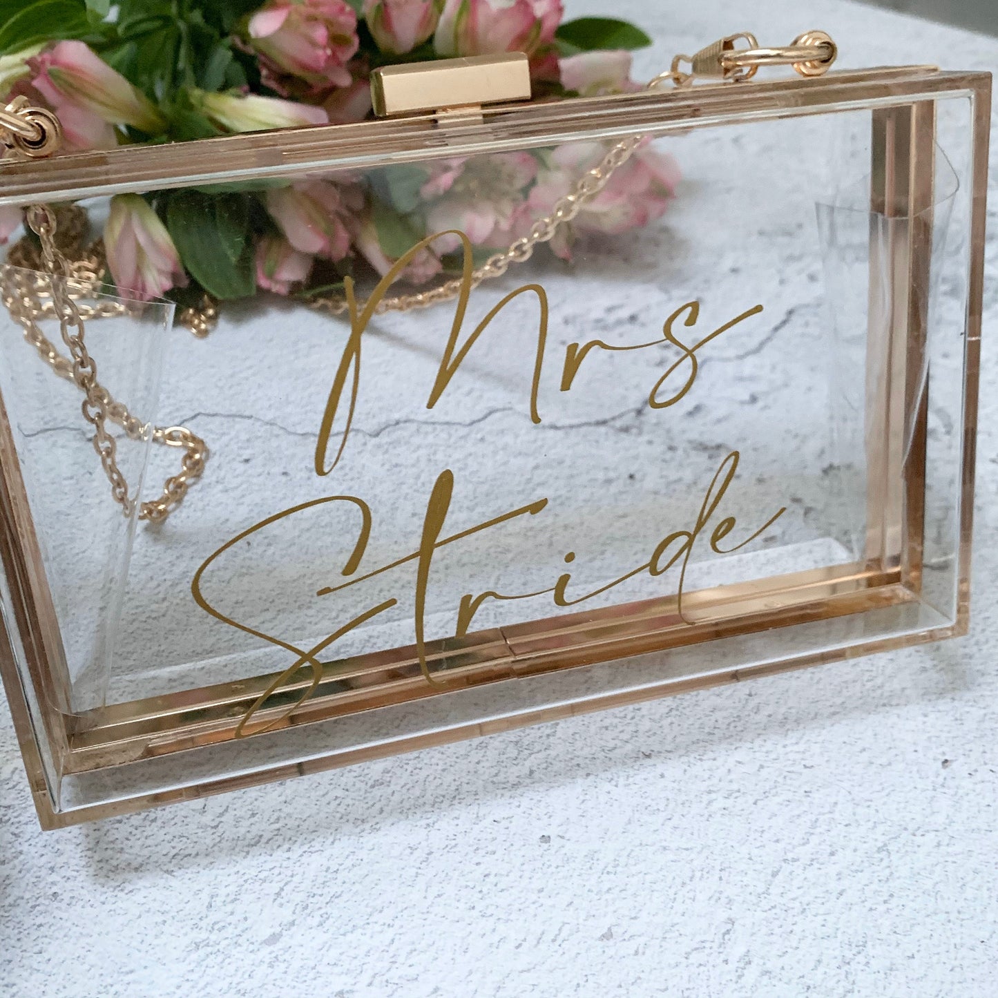 Bride handbag, bridal clutch bag, personalised clutch bag, newlywed handbag, new Mrs handbag, honeymoon accessories, gift for bride,for wife