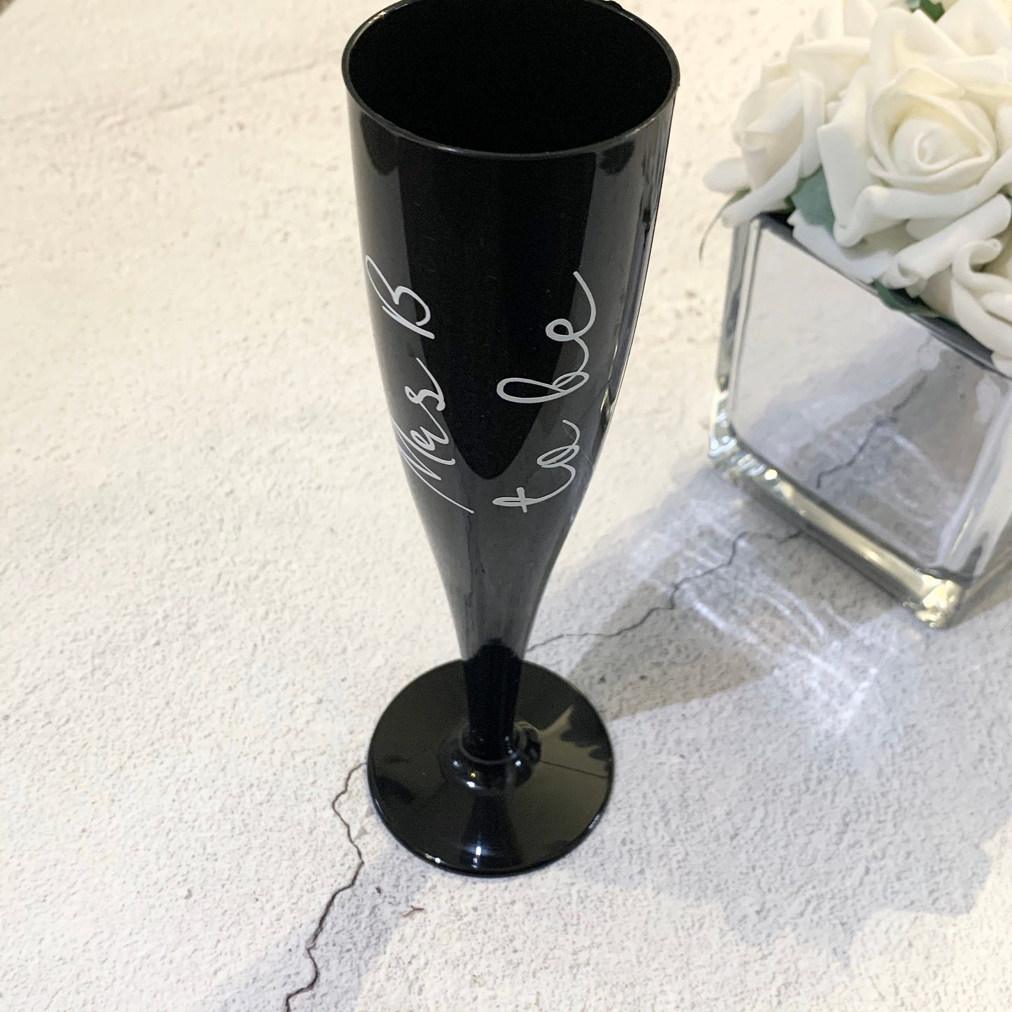 Black plastic, personalised champagne flute, personalised flute for bridesmaid gift, bridesmaid proposal, hen do, bachelorette parties