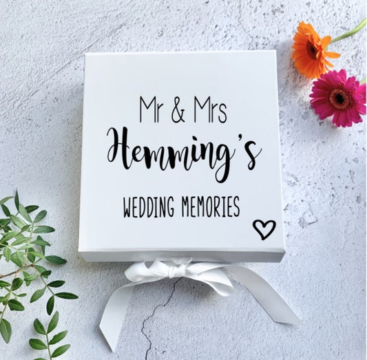 Wedding memories box, wedding day gift, personalised wedding box, gift box, gift for wedding, wedding keepsakes, storage box, white, blush