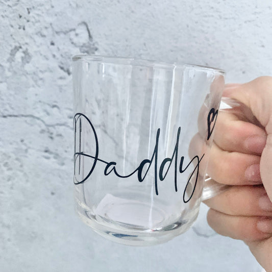 Personalised glass mug, clear glass coffee mug for Father’s Day gift, gift for men, daddy birthday gift, men colleague gifts