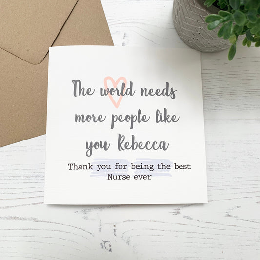 Nurse card, thank you nurse, key worker card, lockdown keyworkers, thank you card, personalised cards for healthcare staff, lockdown cards