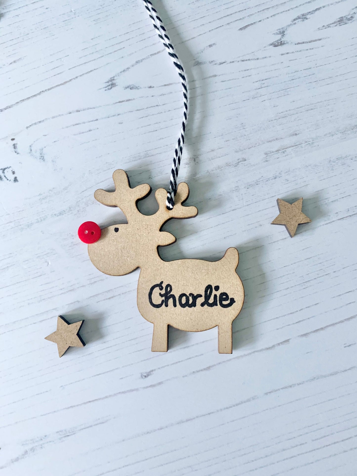 Hanging reindeer christmas decoration, personalised reindeer, hanging reindeer, personalised decoration, christmas tree bauble, christmas