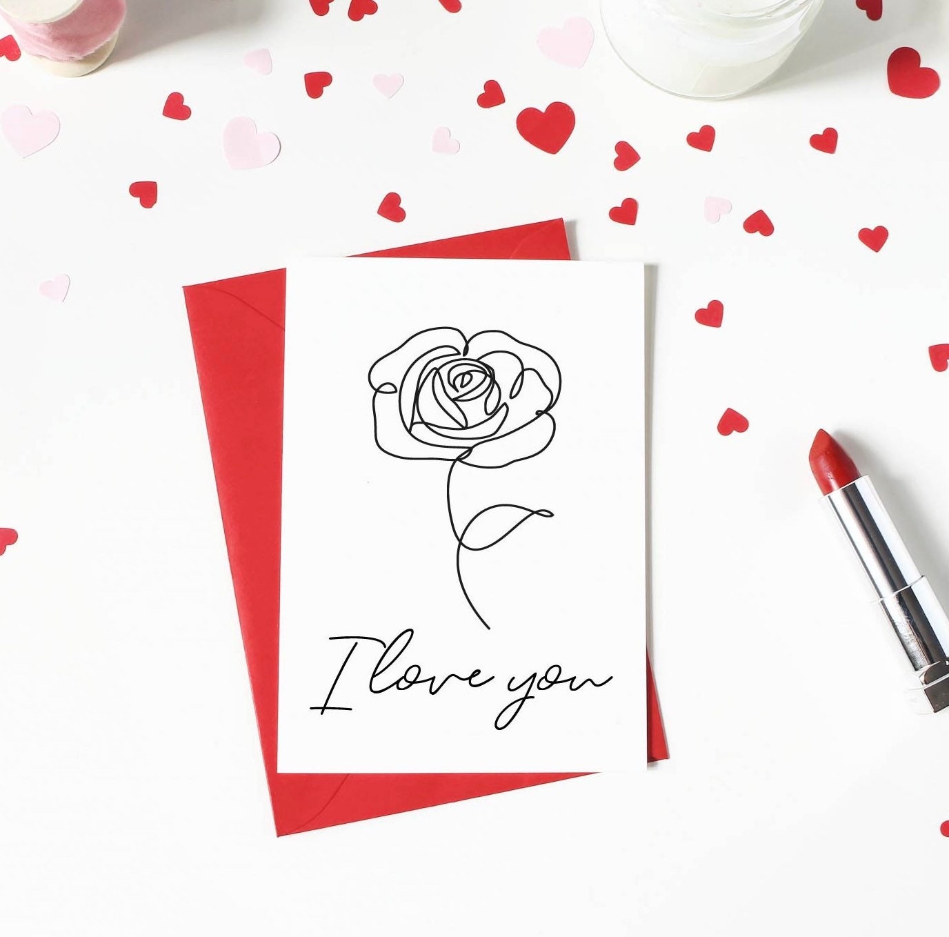 I love you Valentine’s Day card, anniversary cards, romantic cards for wife girlfriend boyfriend husband fiance, love card, rose design