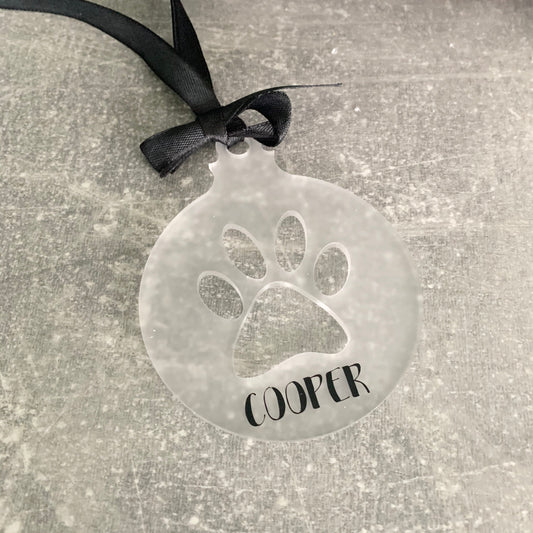 Dog Christmas Decoration, personalised puppy xmas bauble, paw print decoration, christmas gift for dog, dog mum gifts, puppy 1st xmas