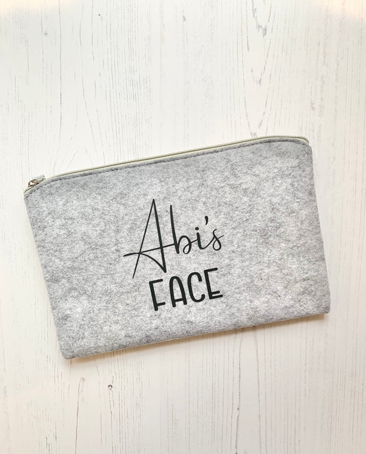 Grey personalised make up bag, personalised face bag, bridesmaid proposal, bridesmaid gift, asking maid of honour gift, bridesmaid thank you