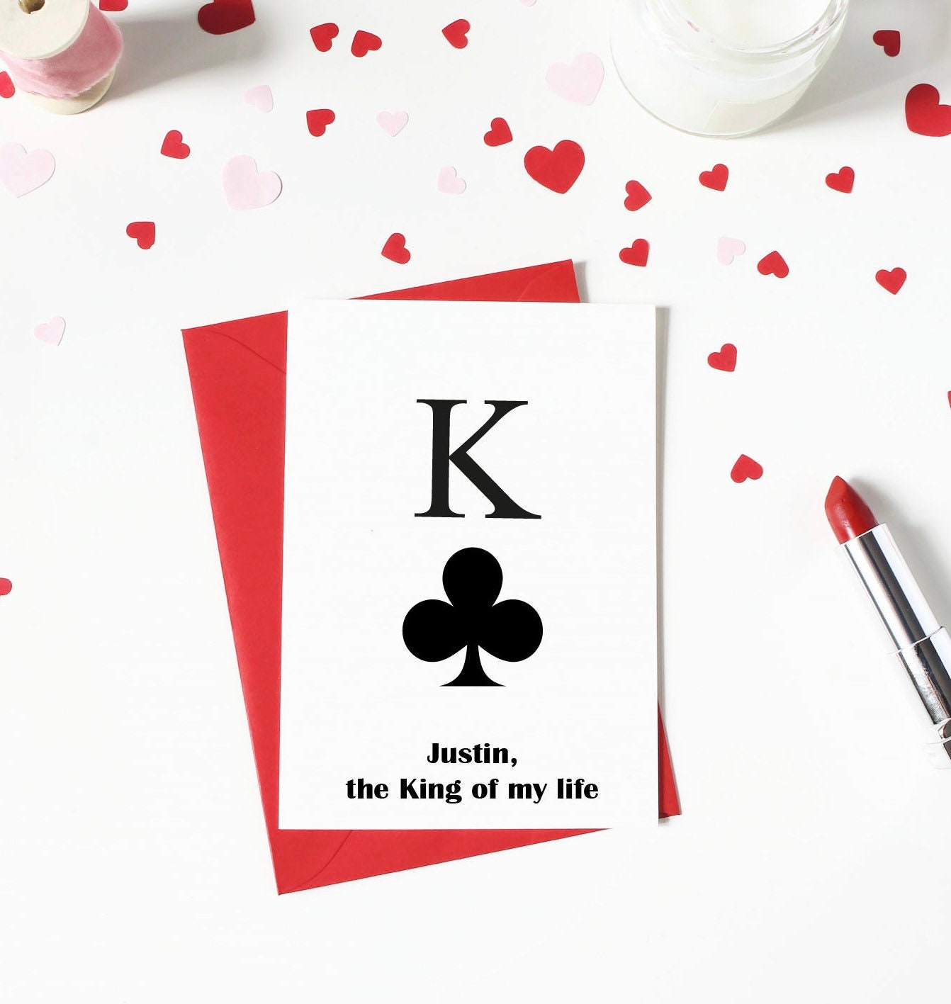 Valentine’s Day card, named anniversary card, card for men, husband valentines card, boyfriend card, king of club card, king of my heart