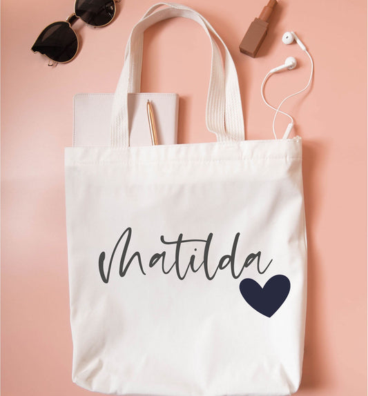 Named tote bag, personalised cotton tote shopper bag, birthday gift for her, bridesmaid proposal, organic cotton bag, valentine gift