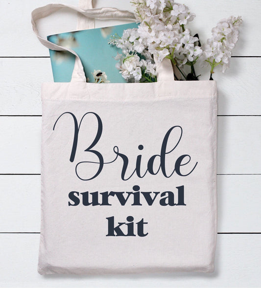 Bride survival kit, Tote Bag, bridal bags, engagement gift, hen do bag, bride tote, wedding morning kit, bride to be, organic cotton tote