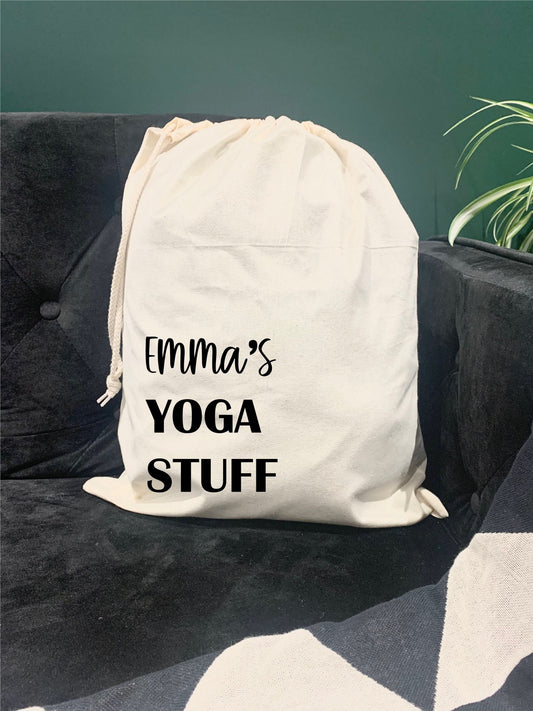 Yoga bag, personalised yoga kit drawstring bag, cotton kit bag, gym kit sack, pe bag, gift for her, valentines gift, Mother’s Day gifts
