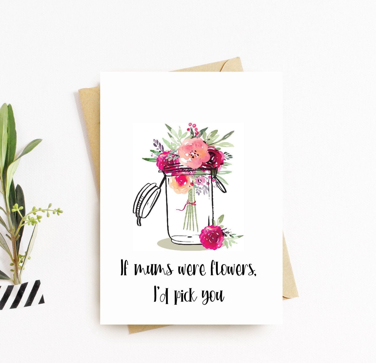 Floral Mother’s Day card, if mums were flowers, grandma Mother’s Day greeting card, card for mums nan, granny, Mum birthday card