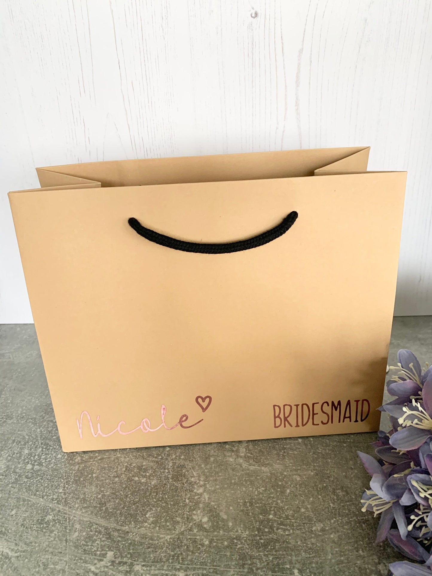 Personalised gift bag, bridesmaid gift bags, luxury brown kraft gift bags, bridesmaid gifts, flower girl gift, page boy, best man gift bag