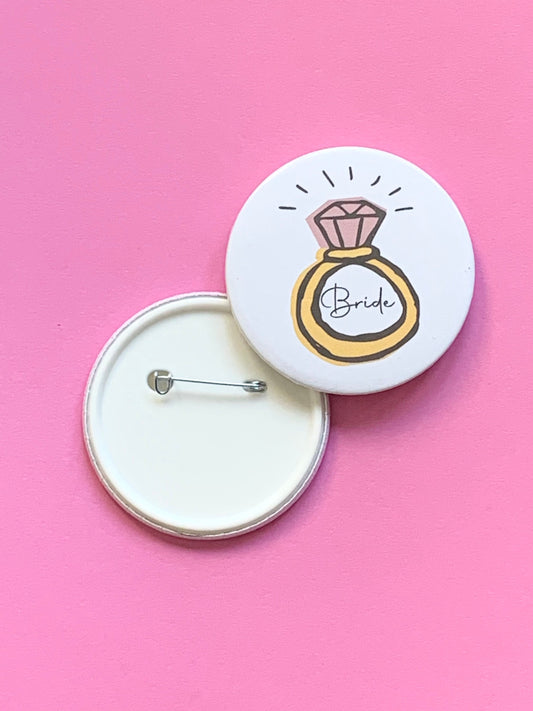 Bride badge, badge, wedding badge, bride tribe pin, bridal badges, hen do badge, hen party pin, hen party accessories, bride gifts