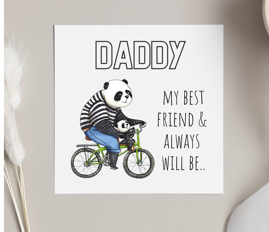 daddy Father's Day card, best friend daddy, best grandad card, dad birthday card, panda card, daddy panda, cute daddy cards, grandpa card