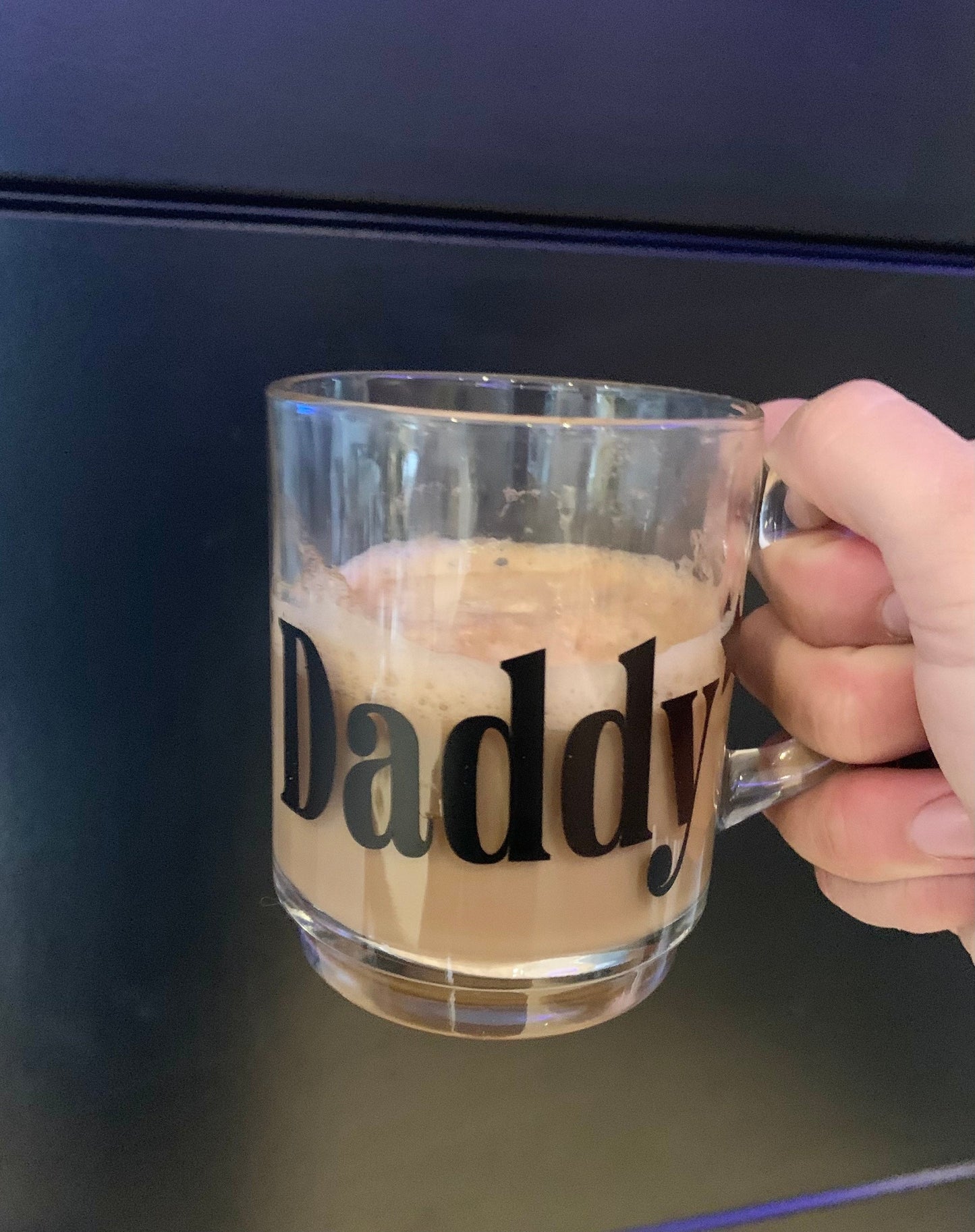 Personalised glass mug, daddy cup for Christmas gift, gift for him, personalised coffee mug, tea cup,male colleague gift, secret Santa gift