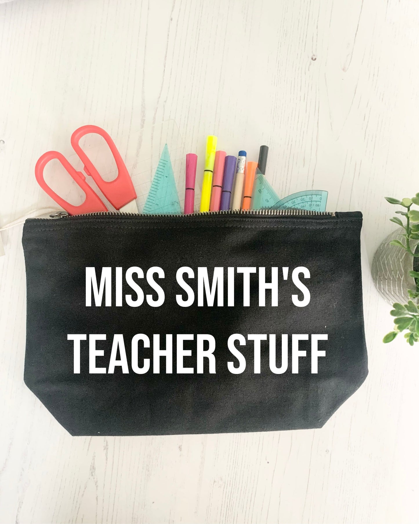 Personalised pencil case for teachers as end of year thank you gift from children, stationery pouch for teaching staff, childminders, TAs.
