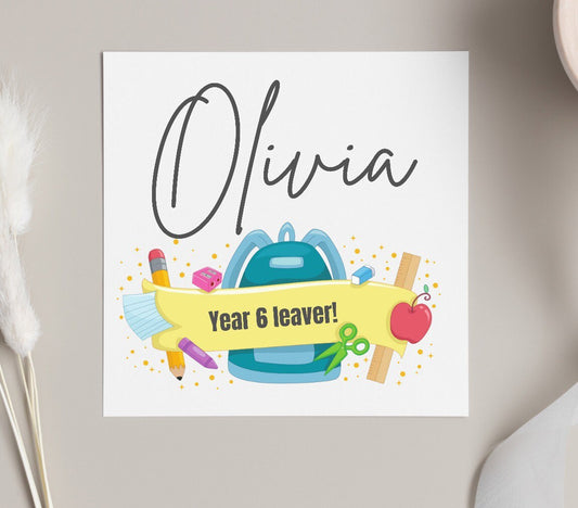 Year 6 leaver card, personalised Good luck at big school card, finished primary school card, starting secondary school cards