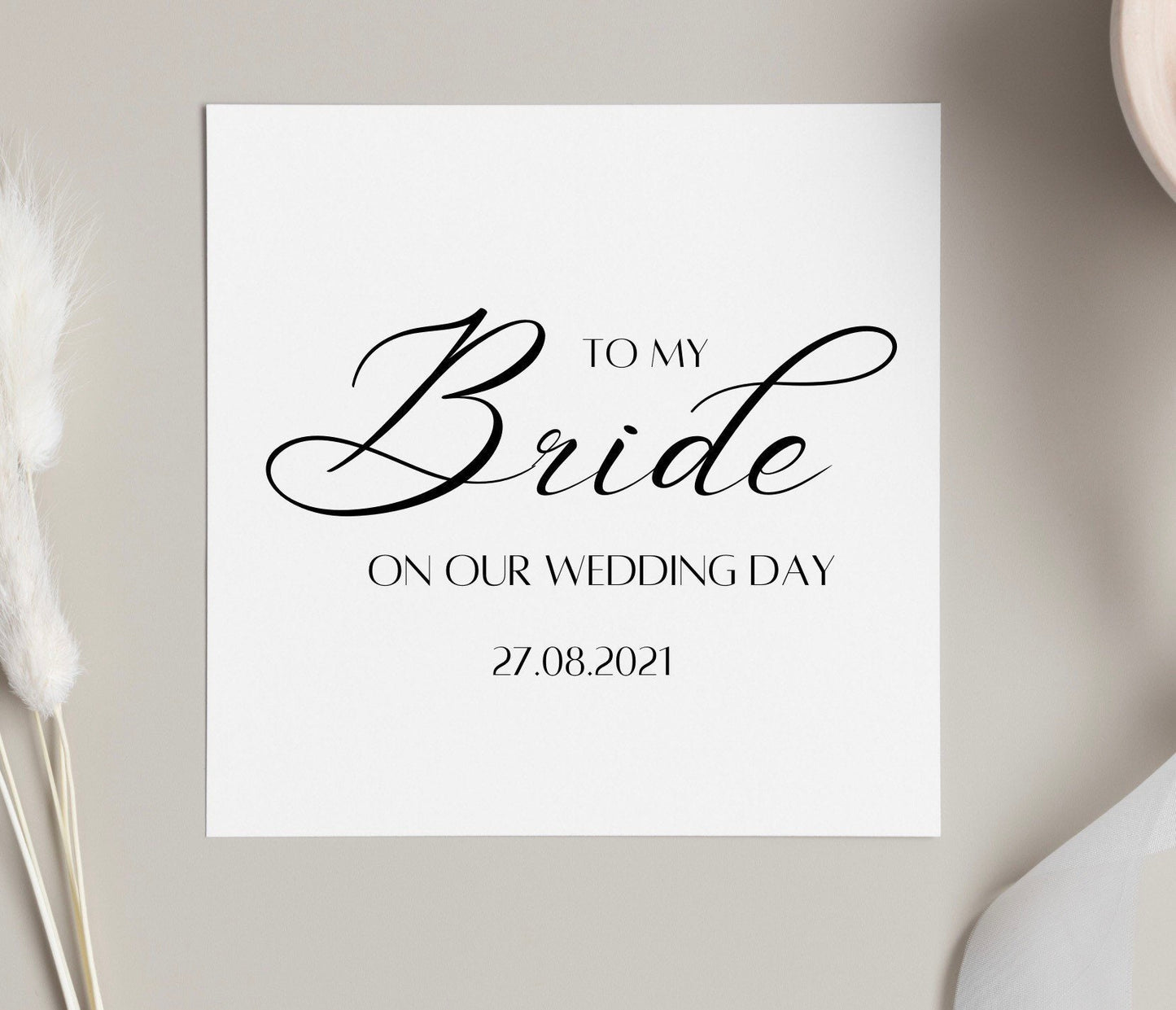 To my bride on our wedding day personalised card for wife to be, cards from groom to bride, marry you cards