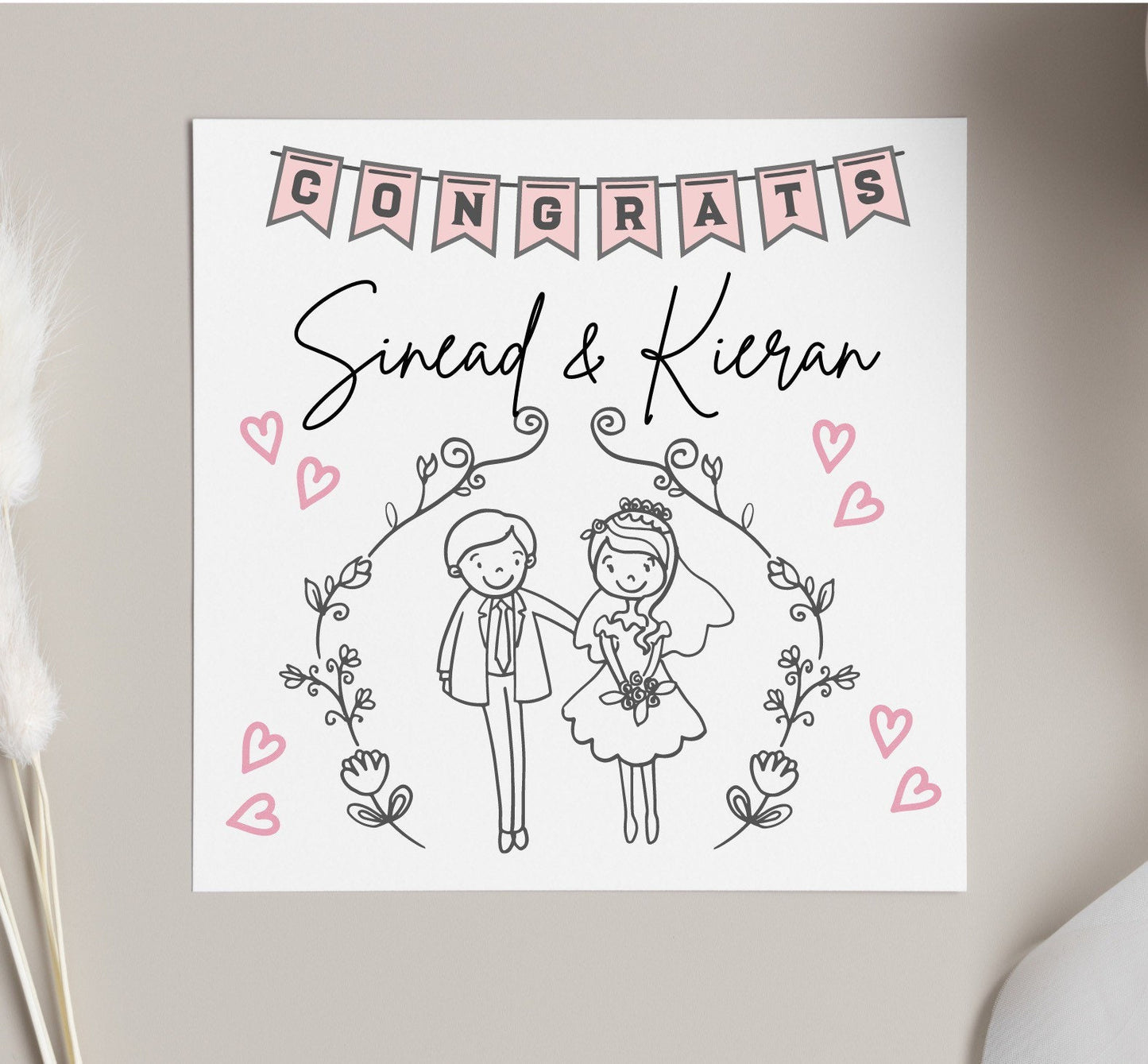 Congrats on your wedding day card, personalised wedding day card, BFF getting married, friend wedding card