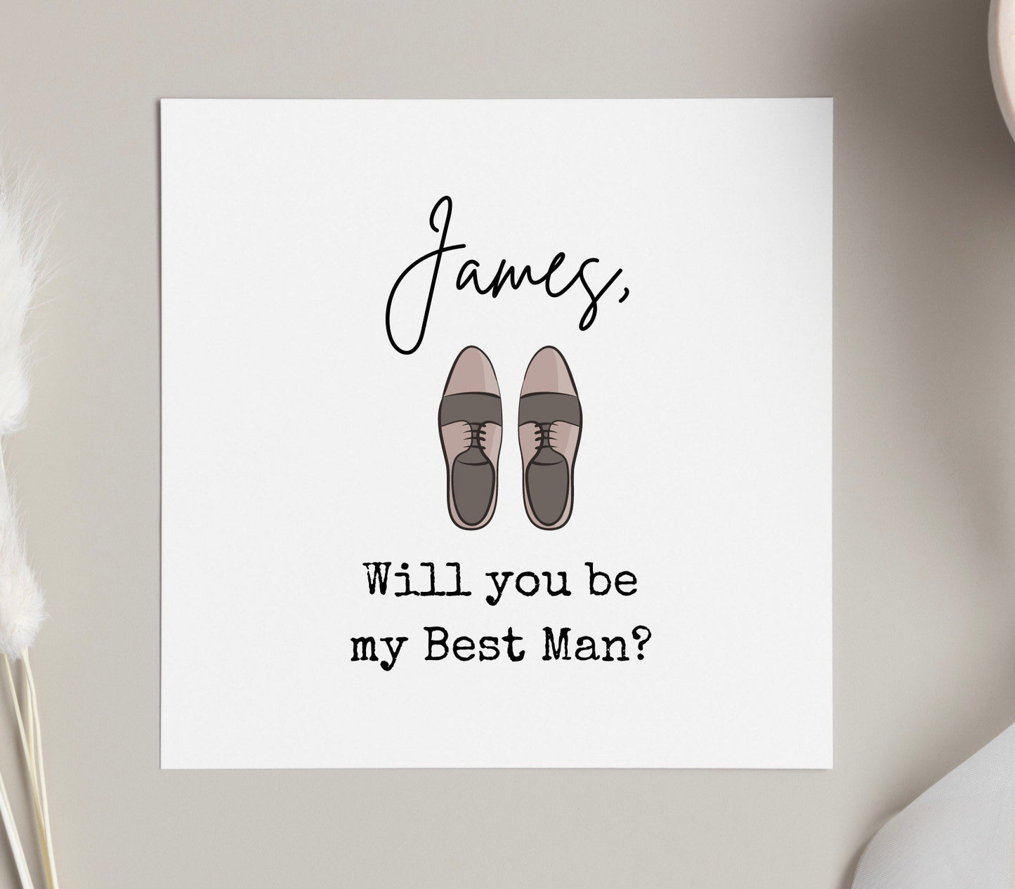 Will you be my Best Man card, personalised best man proposal, groomsmen shoes, groomsmen cards