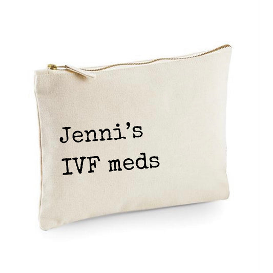 Personalised IVF meds bag, ivf shots case, travel case for ivf tablets, baby making meds case.