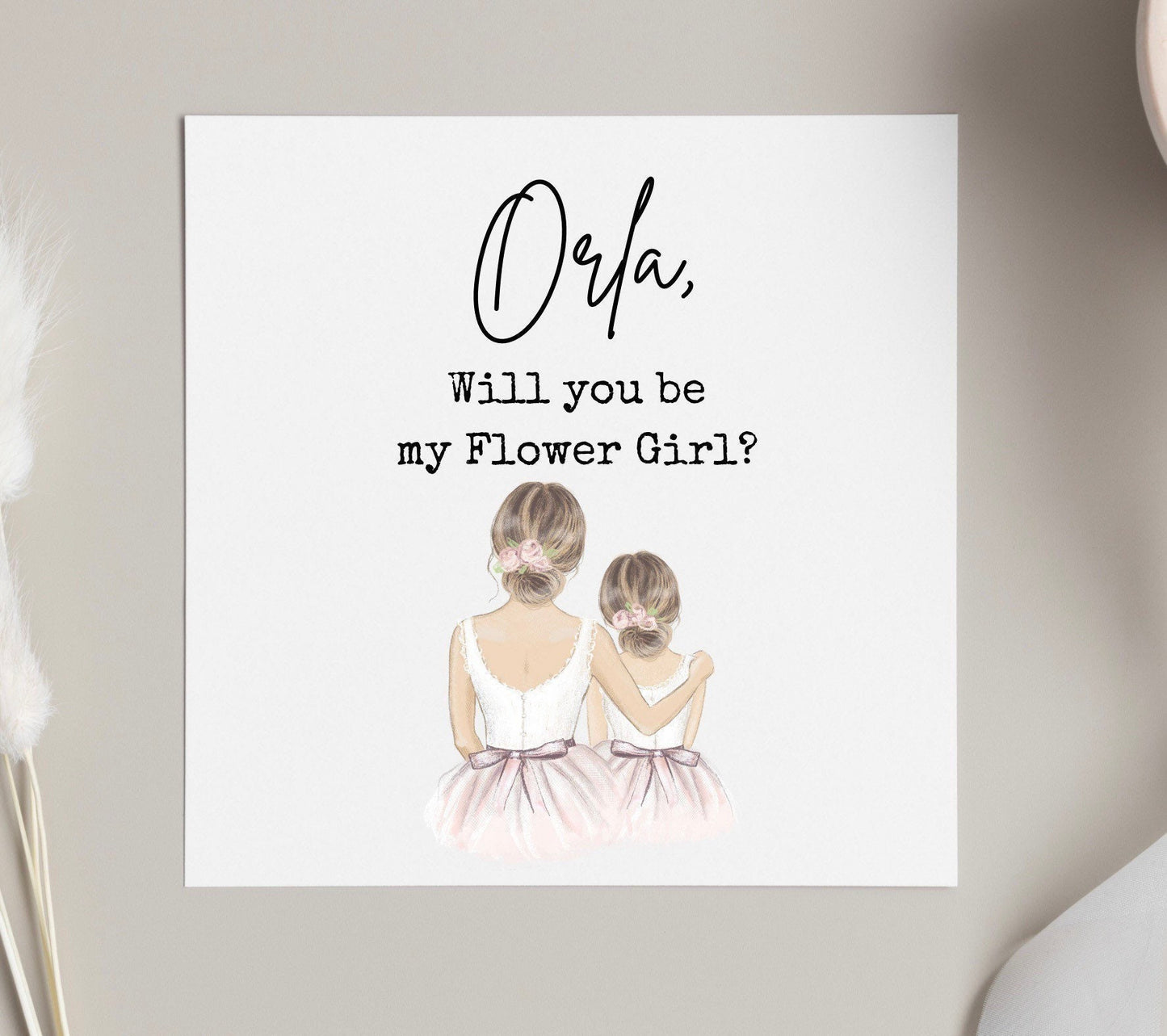 Will you be my Flower Girl card, Bridesmaid proposal cards, flower girl picture, personalised flower girl card from bride to be