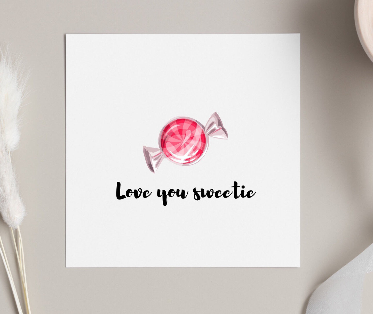 Love you sweetie card, Valentine’s Day card, anniversary card, sweet, candy card, cute valentine cards for boyfriend girlfriend