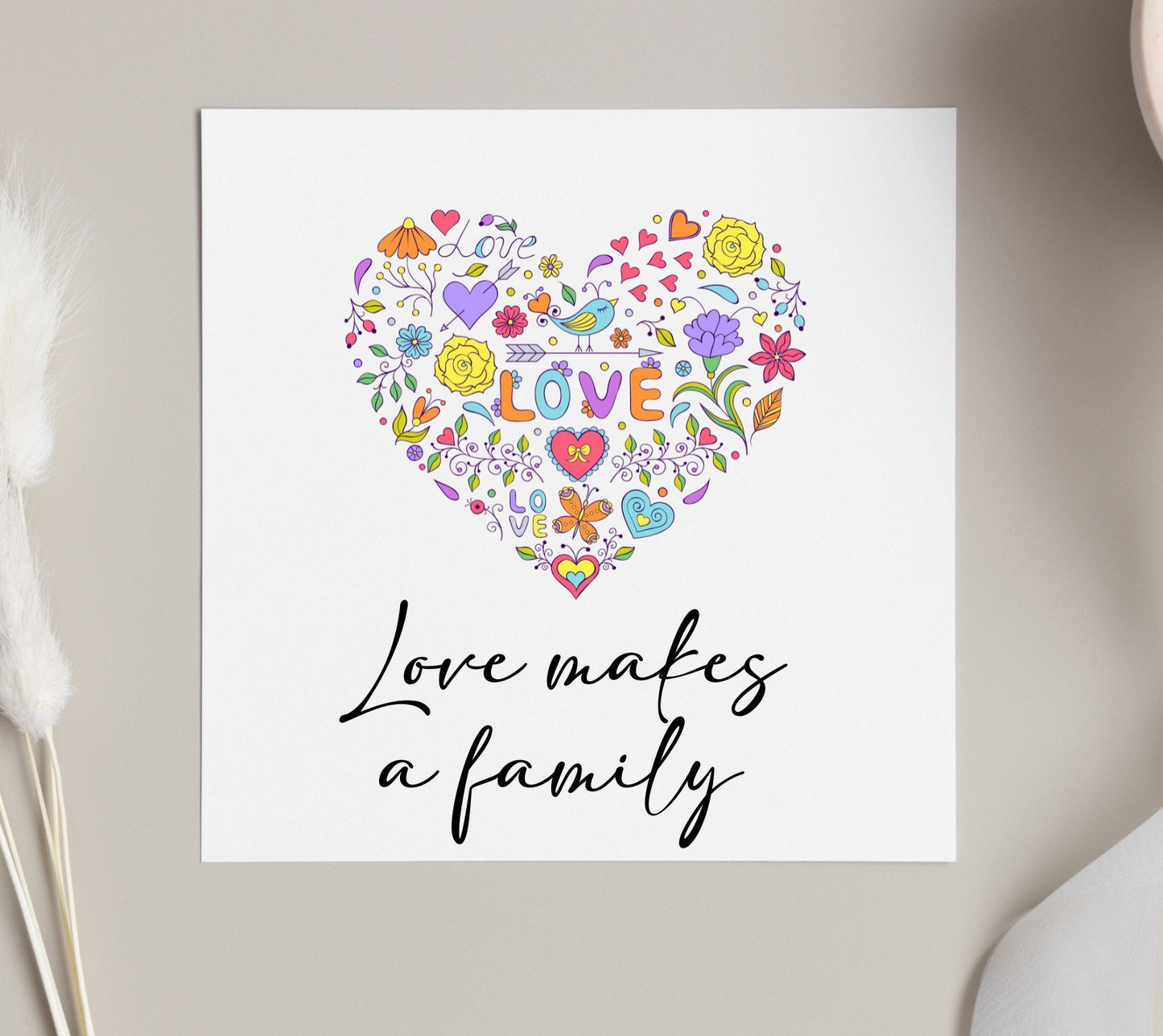 Love makes a family, adoption cards, congrats on adoption, happy adoption day, adoptive family cards, adopted child cards