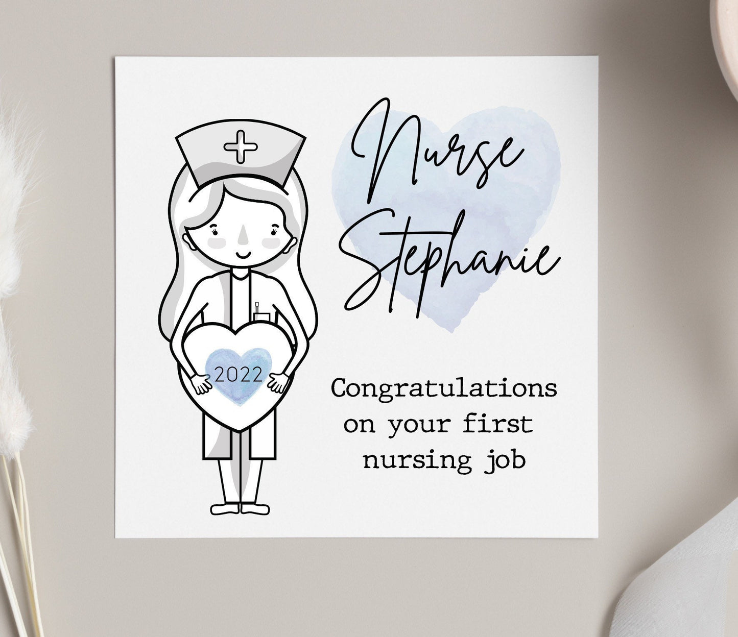 Congratulations on first nursing job, personalised nurse card, card for newly qualified nurse first NHS job