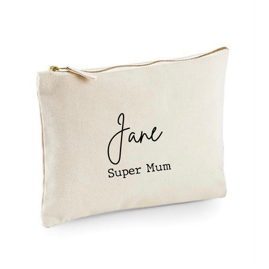 Mum pouch, Mother’s Day gift, personalised cotton canvas pouch for super mum, gifts for mum from bride