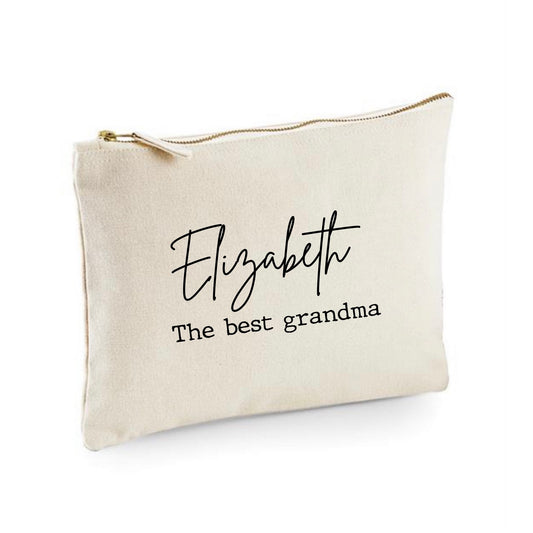 Grandma toiletry bag, Mother’s Day gift for nanny, personalised cotton canvas pouch for the best grandma, gifts for mum from bride
