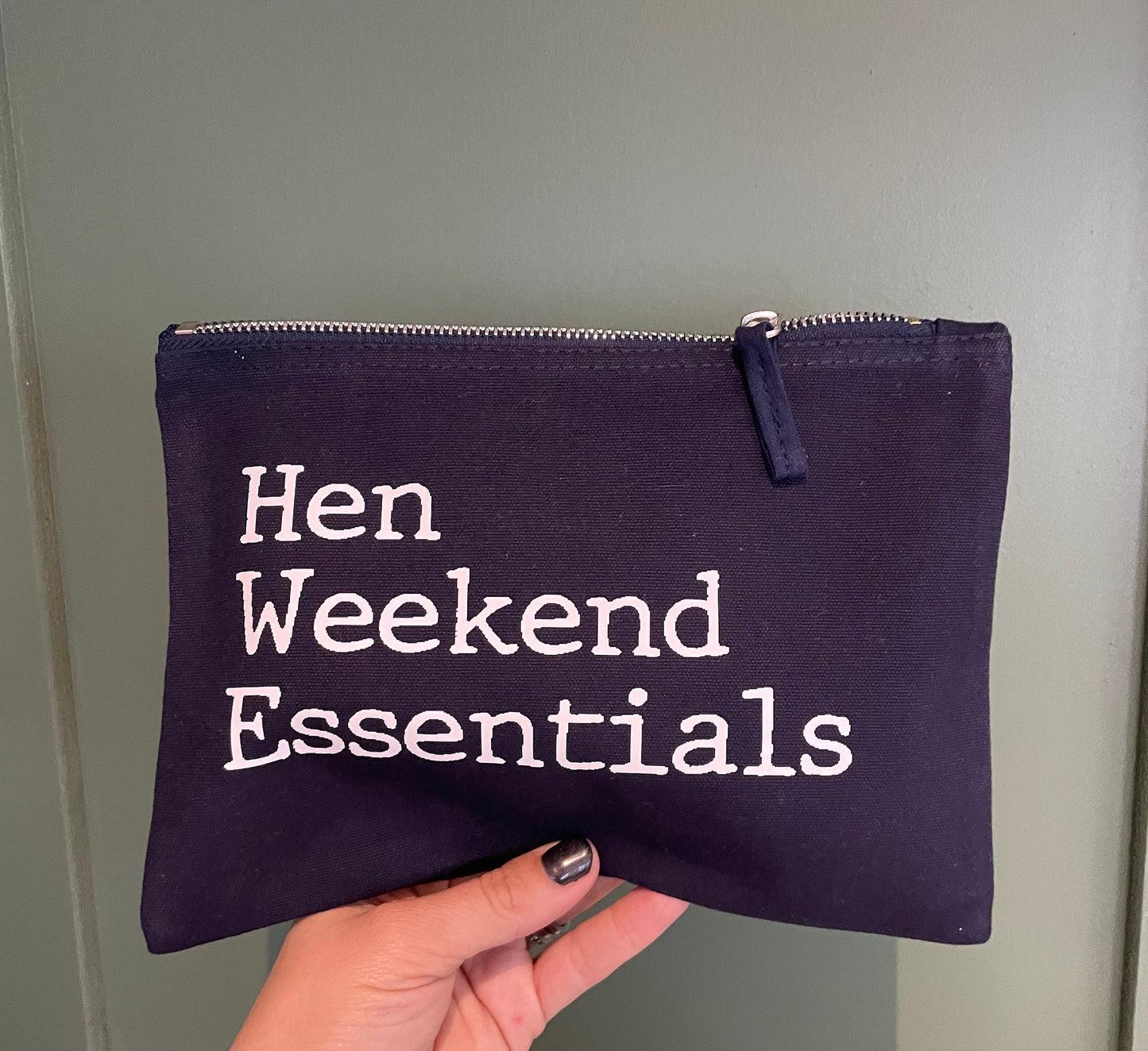 Hen Weekend Essentials bag, girls weekend holiday travel pouch, bachelorette weekend bag, hens holiday cotton cosmetic, toiletry bag