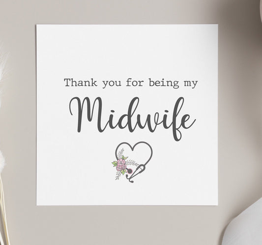 Thank you Midwife card, thanks for being our midwife, private midwife thank you card, newborn baby thank you cards
