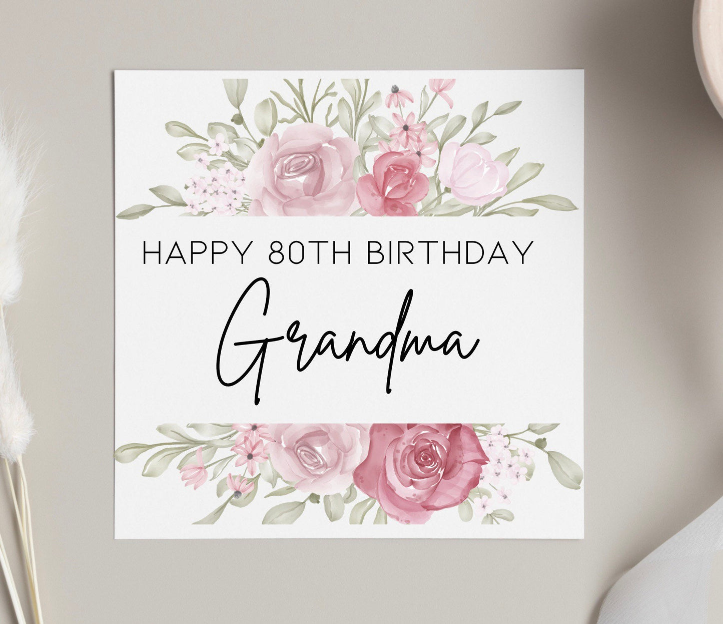 Happy birthday Grandma, Nanny, Granny card, 60th, 70th, 80th, 90th bday cards, age cards, floral birthday card