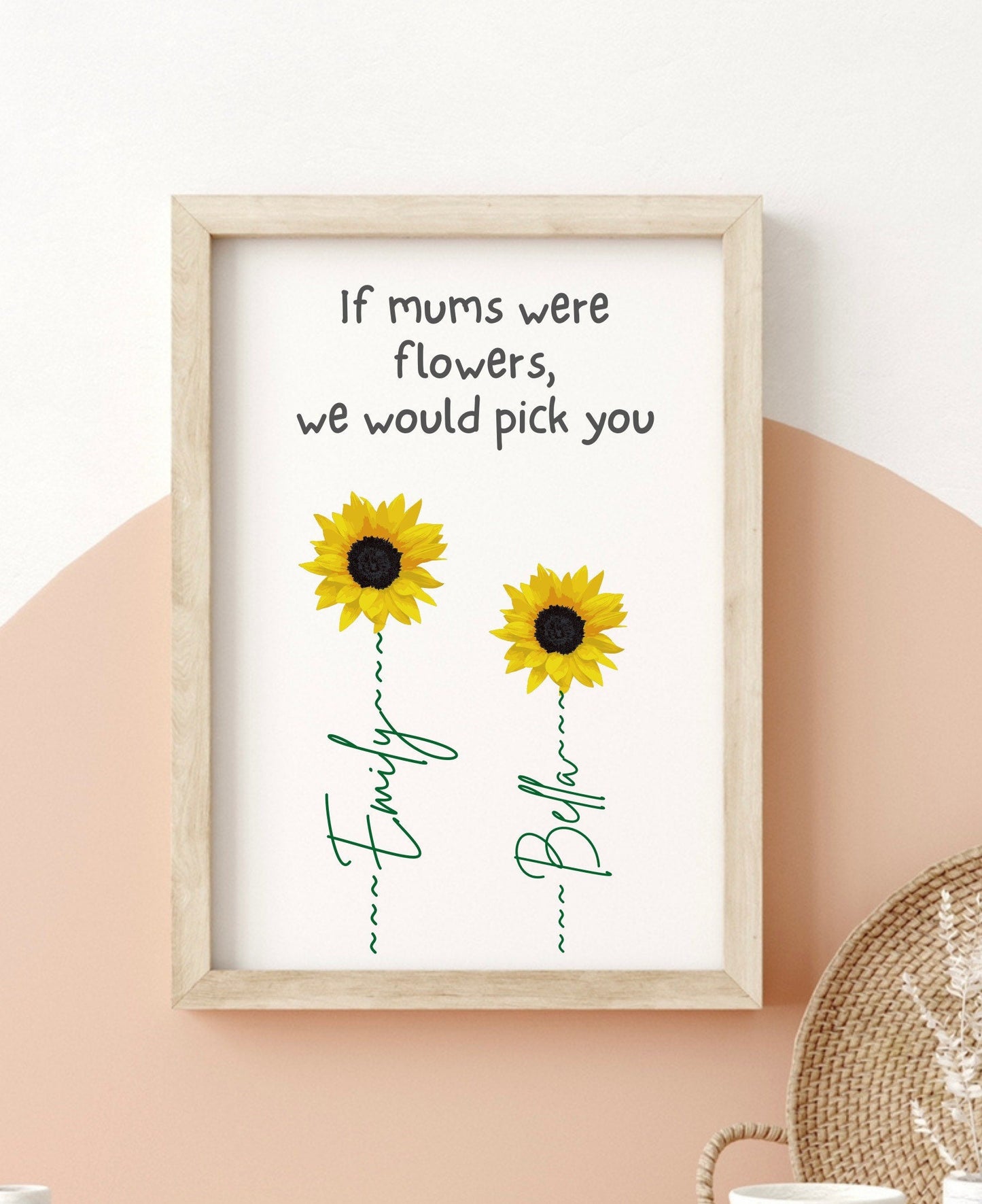 Personalised Mother’s Day gift, Sunflower prints, if mums were flowers we would pick you,  Gifts for Mum, stepmum and grandma
