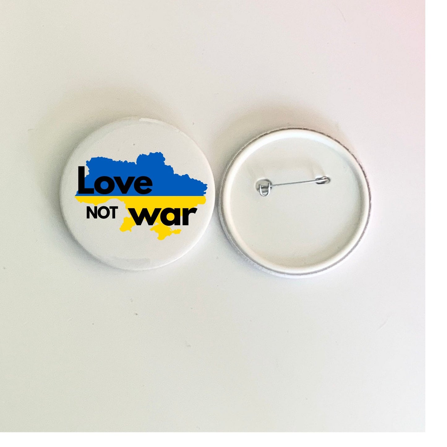Love not war badge, stand with ukraine badges, world war free, love to ukraine, ukraine flag badge, peace charity badges
