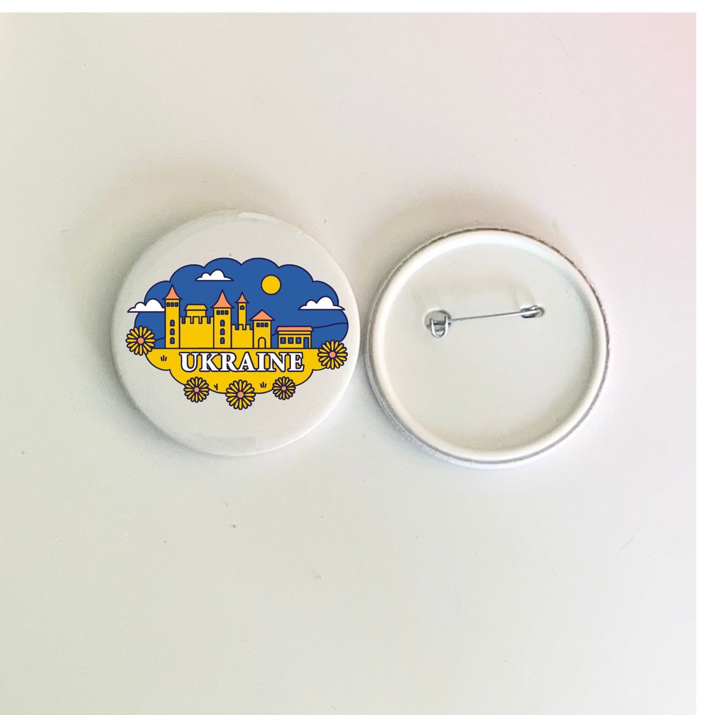 Love not war badge, stand with ukraine badges, world war free, love to ukraine, ukraine flag badge, peace charity badges
