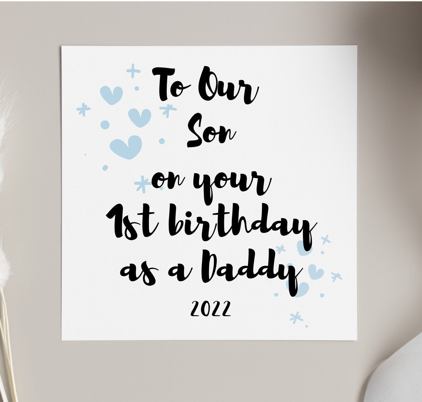 Son first birthday as a daddy card, dad 1st birthday card, new parent card, son bday card, new grandchild card