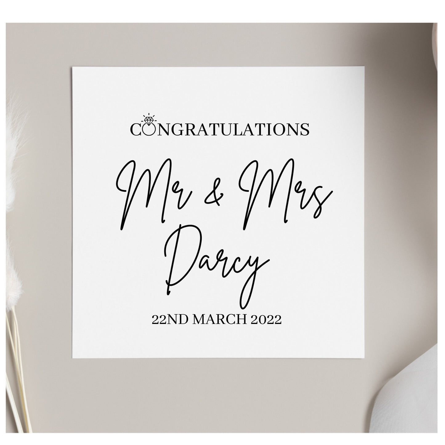 Congratulations Mr and Mrs card, personalised wedding day card, newlyweds greeting card, best friend wedding card
