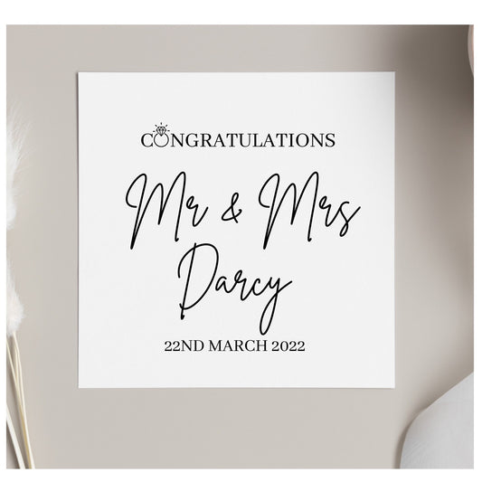 Congratulations Mr and Mrs card, personalised wedding day card, newlyweds greeting card, best friend wedding card