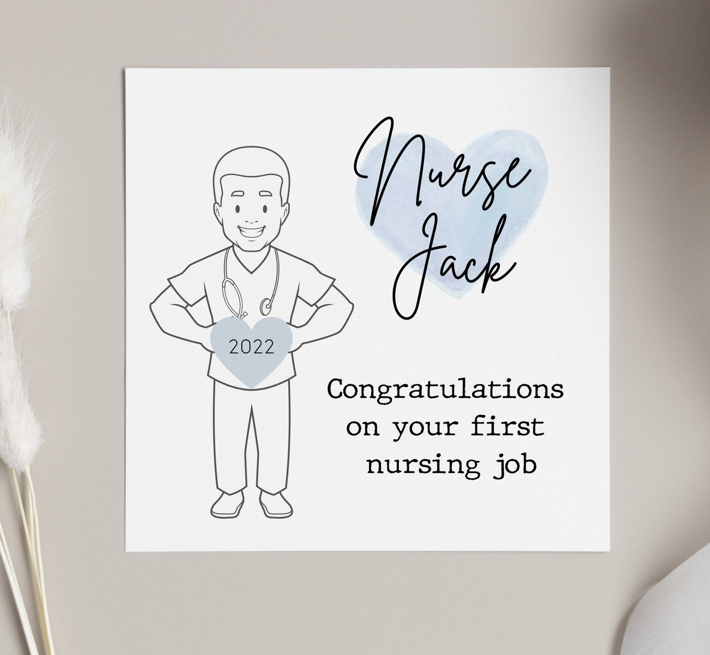 Congratulations on first nursing job, personalised nurse card, card for newly qualified nurse first NHS job