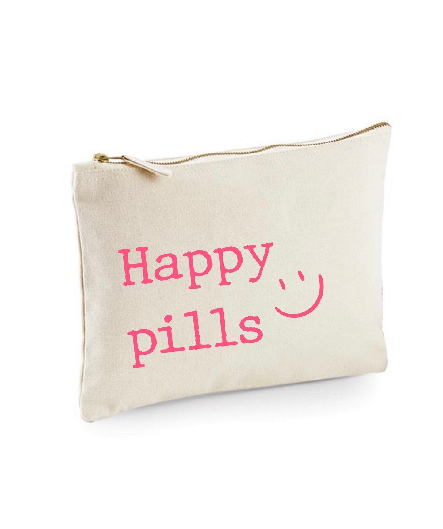 Happy pills storage case, mental health medication pouch for home, work and travel, antidepressant tablet case
