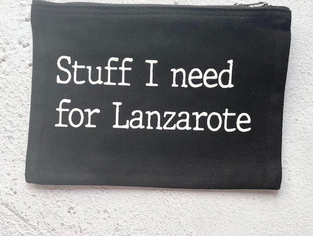 Stuff I need for holiday bag, suitcase packing bag, personalised travel essentials pouch, in flight bag, cabin bag organiser