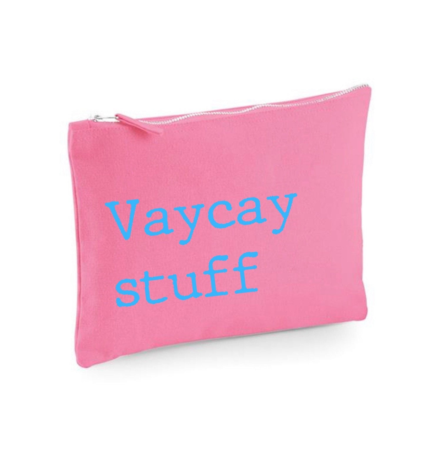 Vaycay stuff, suitcase packing bag, personalised travel essentials pouch, in flight bag, cabin bag organiser