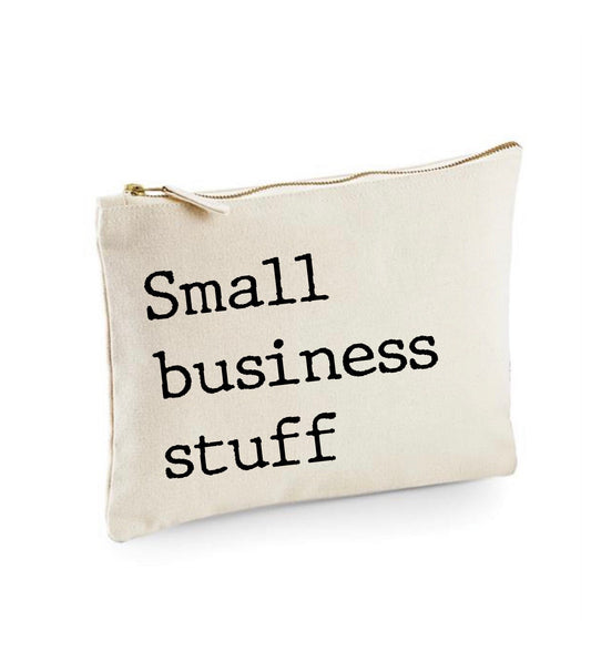 Small business stuff pouch for stationery and small biz bits and bobs, craft tools case, girl boss pouch, cotton zipped pouch
