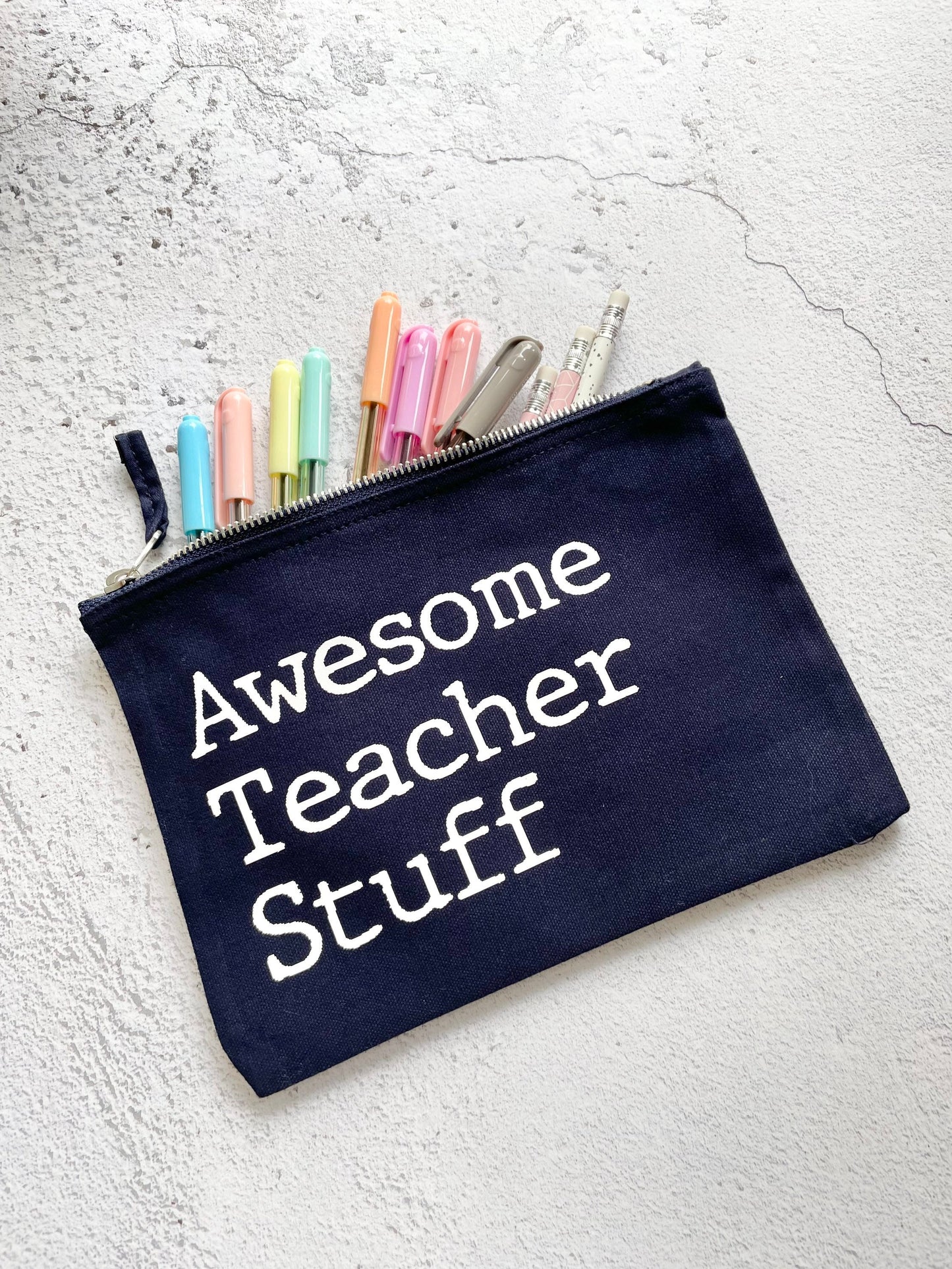 Teacher gift, awesome teacher stuff pouch, pencil and stationery case for end of school teacher presents