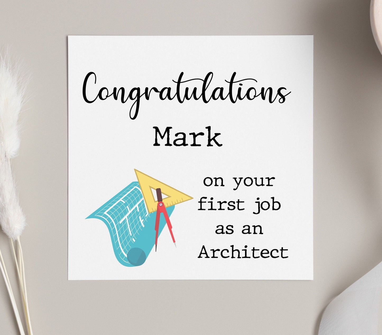 Congratulations on first architect job, personalised new architect card, card for newly qualified and graduated architects